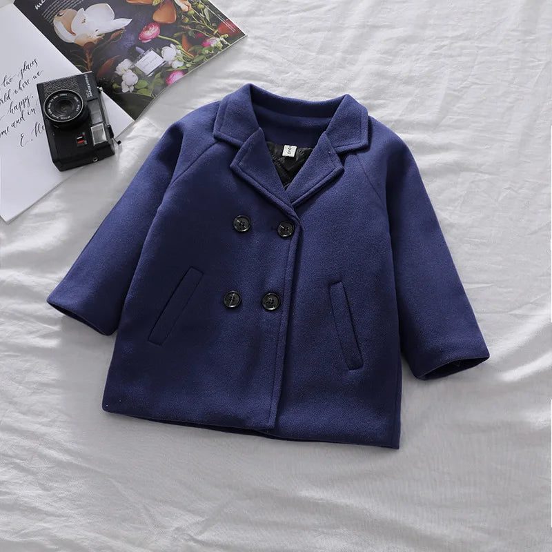 2 3 4 5 6 Years Baby Boys Jacket Spring Autumn Keep Warm Fashion Windbreaker Long Sleeve Woolen Coat Birthday Gift Kids Clothes