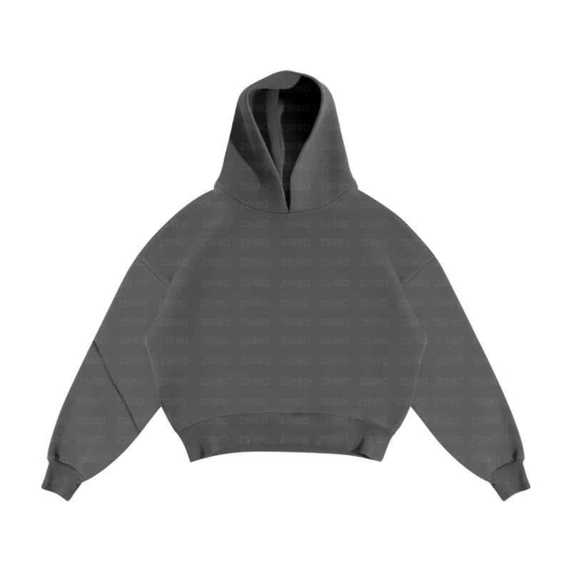 Solid Color Hoodie Y2K Hooded Long Sleeved Pullover Top Punk Street Retro Kpop Hip-hop Clothes Women Men Clothing Sweatpants emo