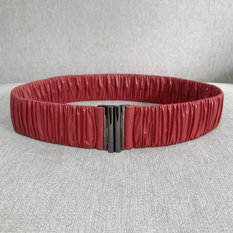 Colorful Women Elastic Band Wide Belts Simple Down Coat Waist Belt Female Buckle Black Strap Dress Decoration Accessories