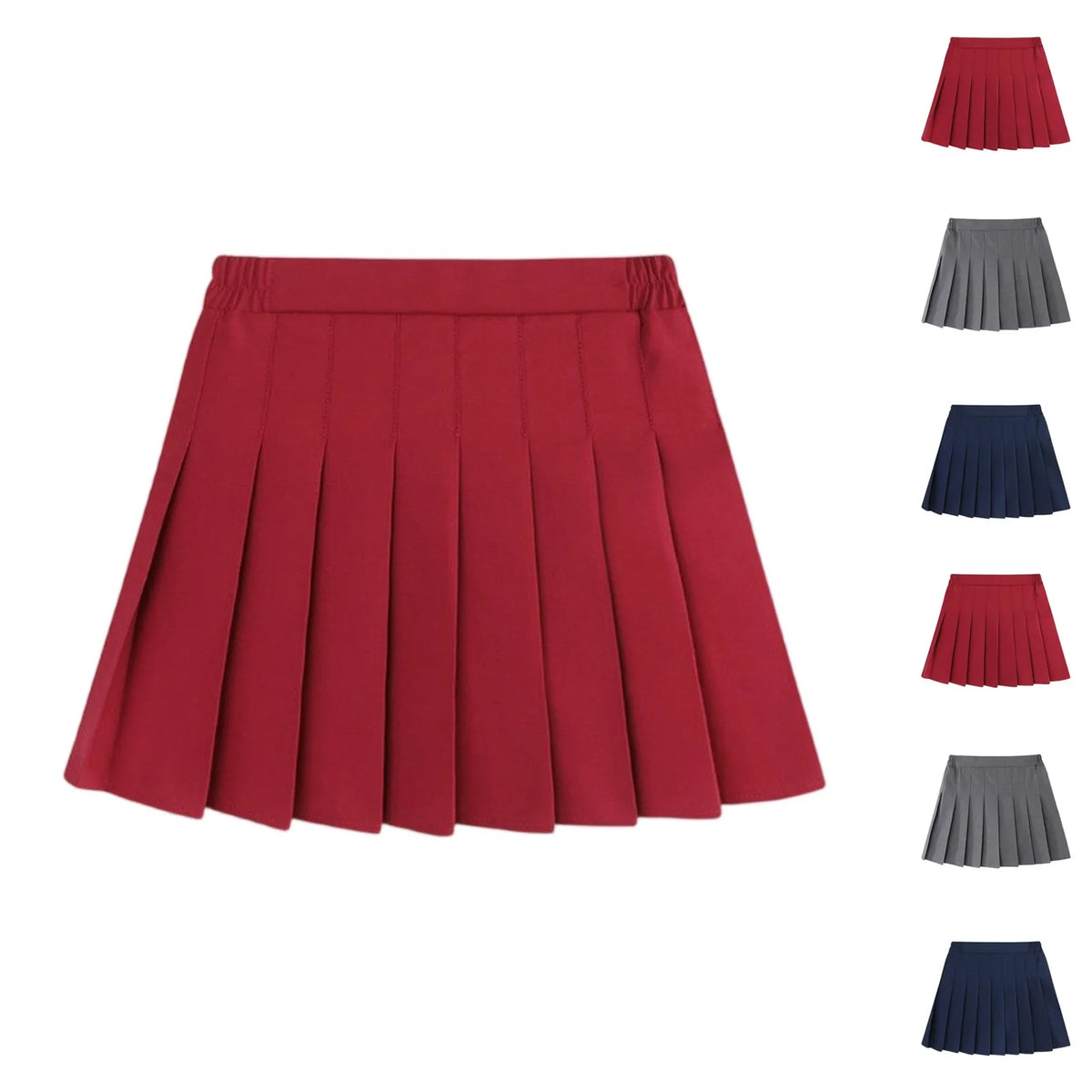 Children Summer Skirts Kids A Line High Waist Mini Dress Girls Solid Color Pleated Skirt Student Uniform Skirts