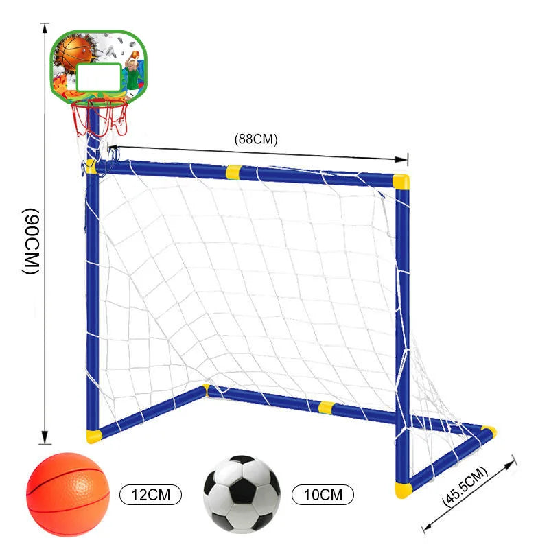 Kids 2 In 1 Basketball Hoop And Soccer Goal Set Portable Detachable Indoor Outdoor Sports Toy Birthday Gift For Boys Girls