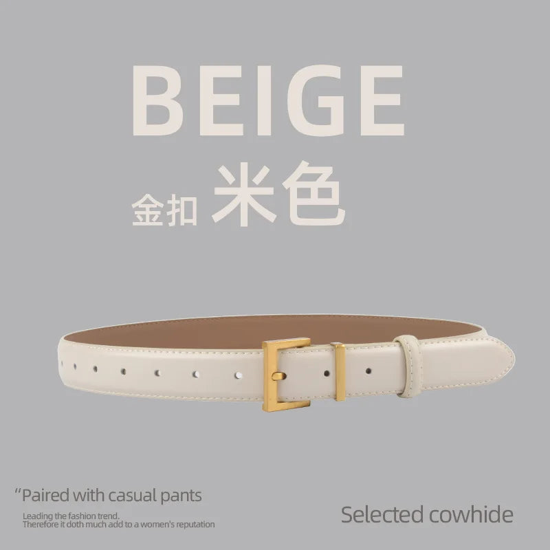 New Waist Belts for Women Plain Real Leather Jeans Belts Strap Blue Pink Khaki Cowhide Waistbands Ladies Daily Dress Decoration