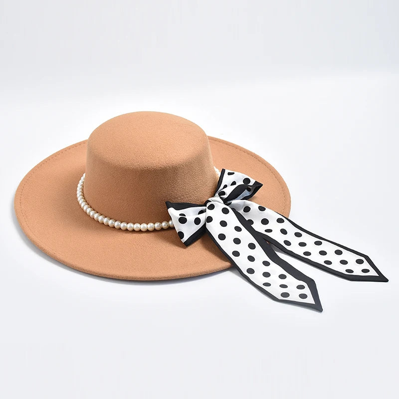 Fedora Hats for Women French Style 10CM Wide Brim Derby Top Hat Winter Wedding Felt Jazz Hats Sombreros De Mujer