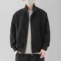 Solid Color Stand Collar Zipper New Sports Men's Loose Casual Versatile Jacket Cardigan Sweater
