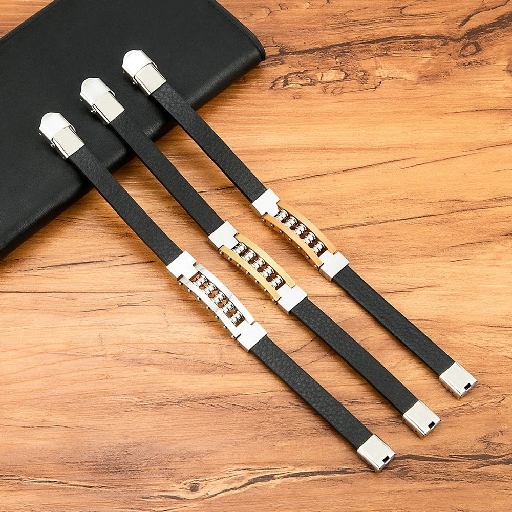 Trendy Leather Bracelets For Men Stainless Steel Bracelets for Male Hand-woven Jewelry Accessory Gifts Wholesale Dropshipping