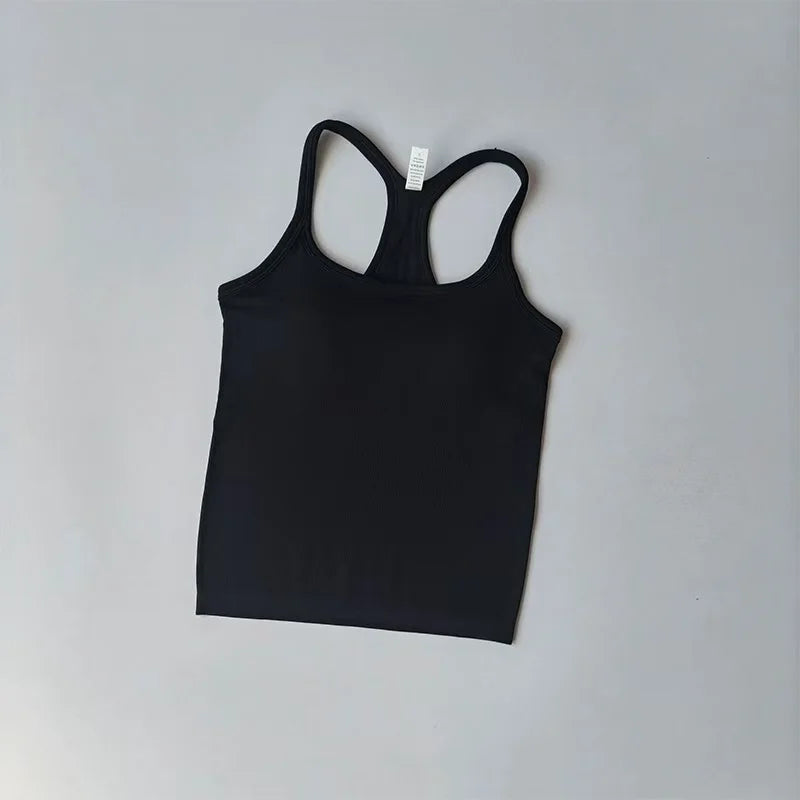 Women's Yoga Wear Sports Bra Shockproof Push-Up Fitness Clothing with Padded Chest Running Outerwear Pilates Tank Top