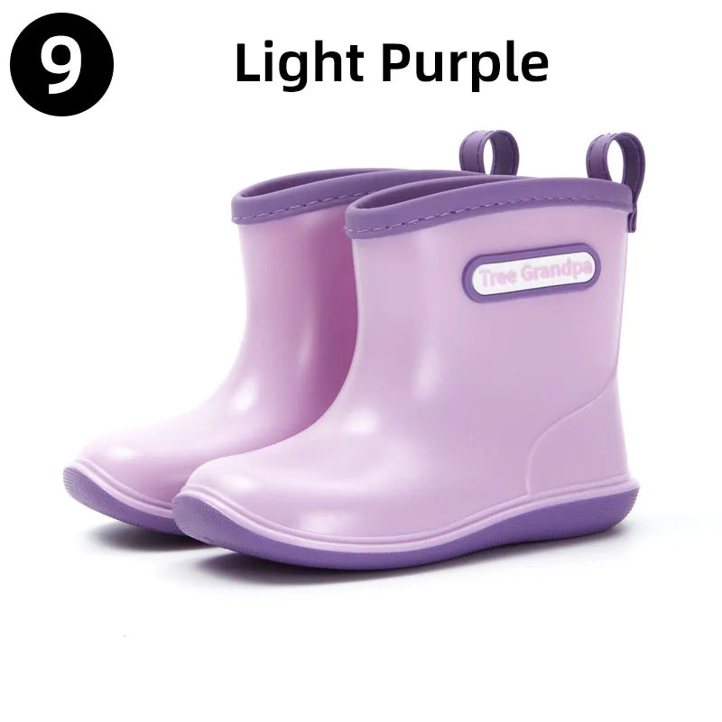 Toddler Rain Boots Baby Kids Easy-on Rubber Rain shoes Children Waterproof Shoes for Boys Girls Soft Toddler Rubber Shoes