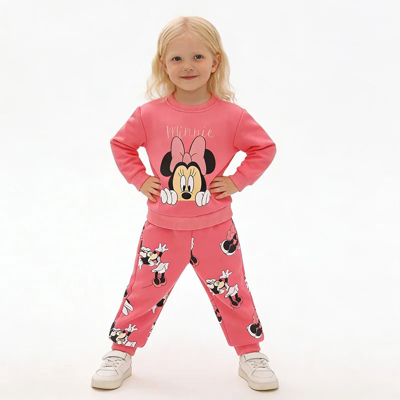 Cute Cartoon Girls Hoodie And Pants Set Autumn Winter Kids Leisure Clothing for 2-6 Years Old Children