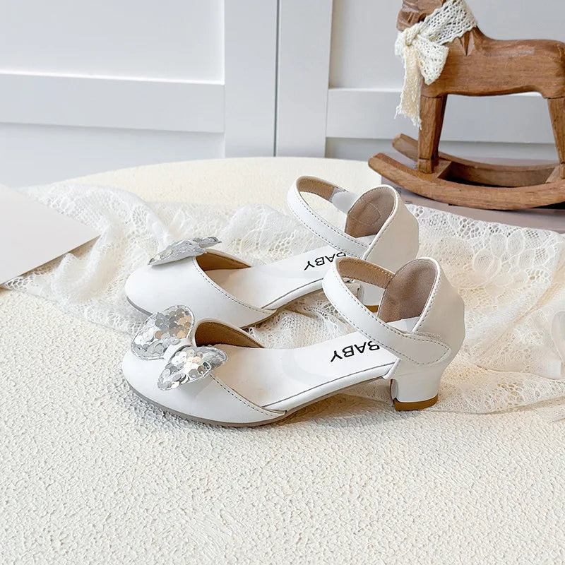 2026 Children High-heel Shoes for Girls Spring New Fashion Korean Style Soft Bottom Anti-slippery Versatile Princess Dress Shoes
