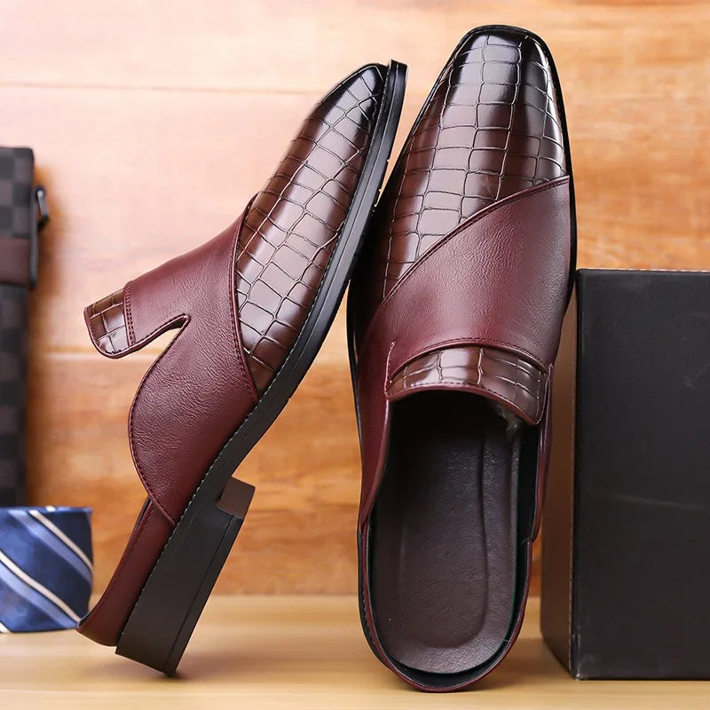 dress loafers half shoes for man slippers luxury designer mules shoes man casual business fashion sliders tongs hommes chinelo m