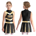 Kids Girl Cheerleading Dance Performance Costume Sleeveless Leotard Dress for School Show Sports Meeting Halloween Cosplay Party