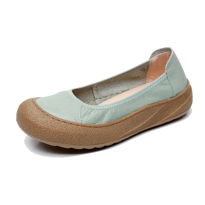 Spring Fashion Women's Loafers Genuine Leather Soft Moccasin Retro Butterfly-Know Flower Summer Ballet Flats Ladies Shoes