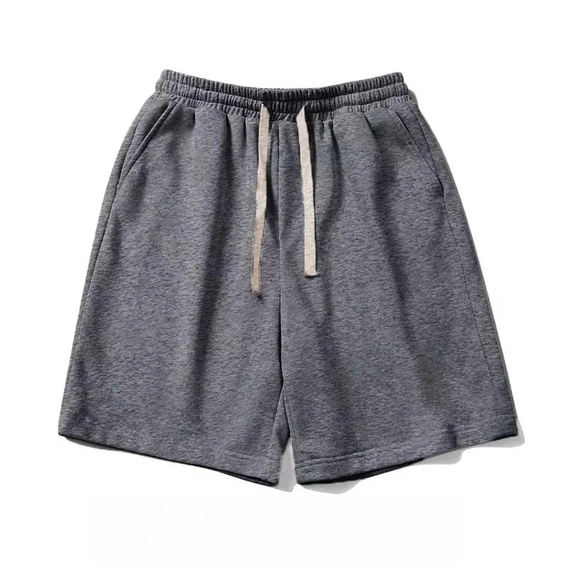 Men's Sports Shorts Four Seasons Fitness Loose Pure Black Knitted Cotton Casual Shorts Streetwear gym shorts