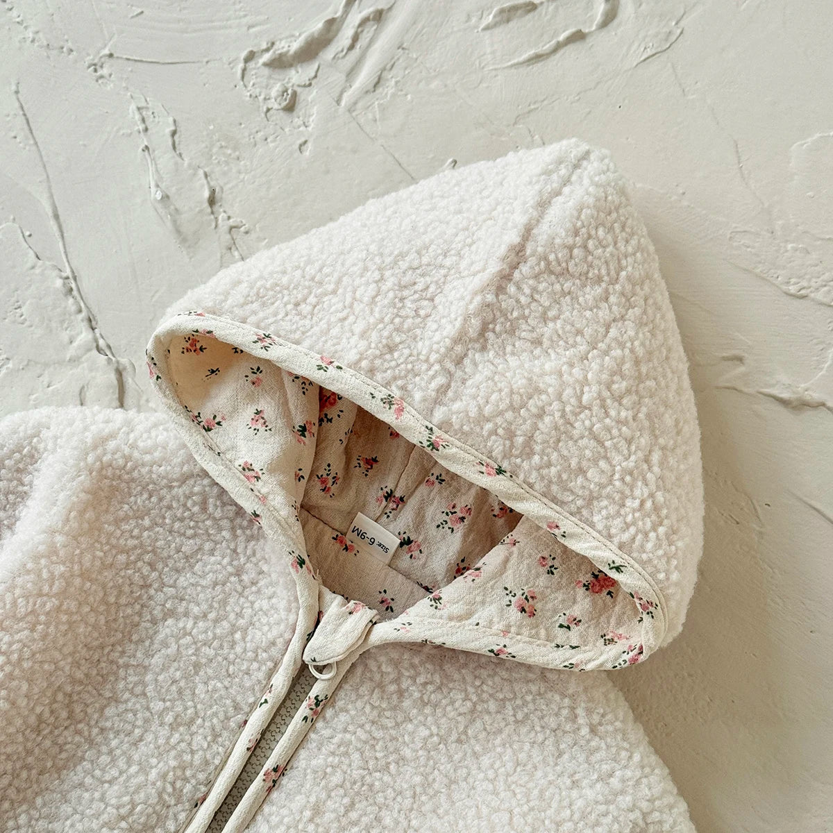 Toddler Baby Girl Jackets Long Sleeve Small Floral Plush Hooded Jacket with Two Pockets Kids Coats Outerwear Children Clothing
