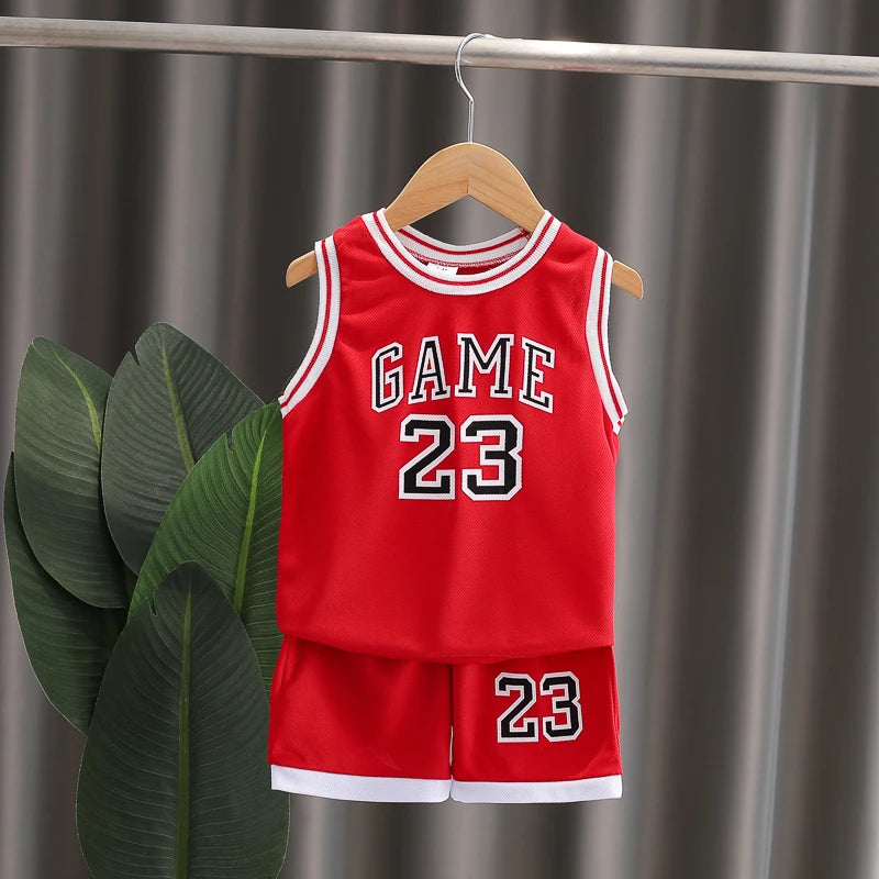Children's Summer Basketball Suit Vest And Shorts Two-Piece Set Comfortable Lightweight Clothing for Kids