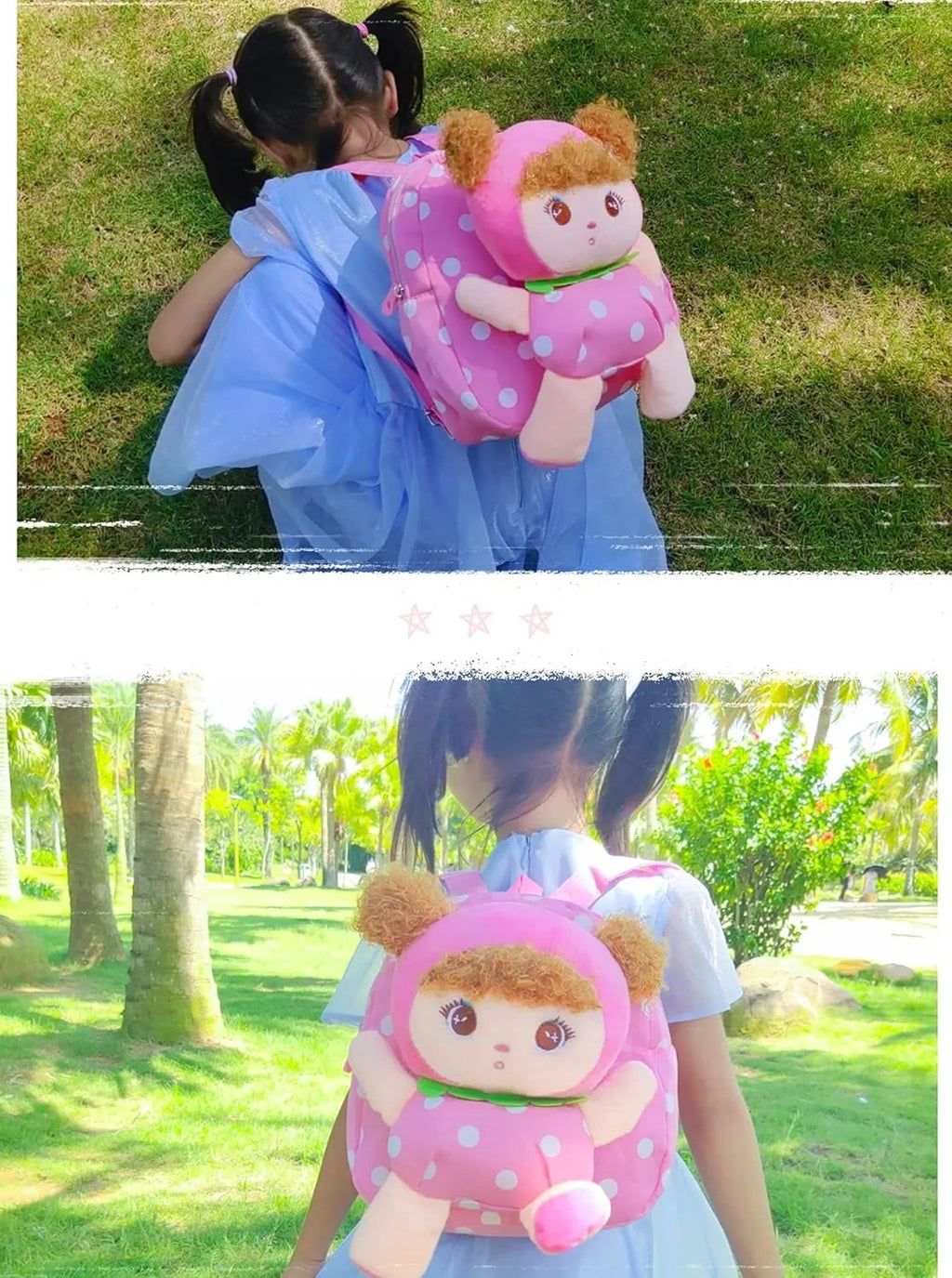 Kids Backpack, Toddler Girls Backpacks,  Adorable Soft Plush Girl Toys, with Multiple Pockets and Adjustable Straps Shoulder Bag