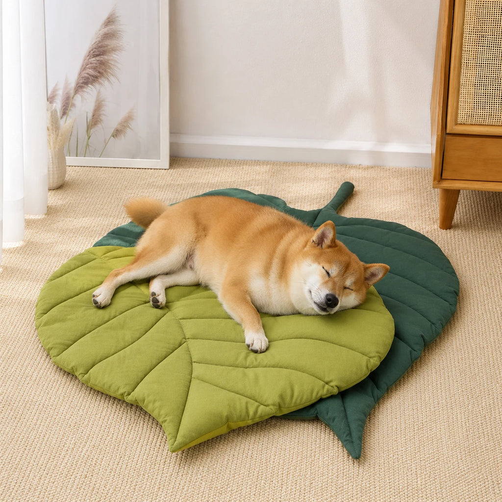 Soft Leaf Shaped Cat Bed Dog Bed Pet Sleeping Mat Cozy Quilted Cushion Four Seasons Puppy Kitten Resting Pad