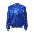 Kids Girls Hip Hop Jazz Dance Coat Long Sleeve Shiny Sequins Baseball Jackets Bomber Outerwear Rave Party Performance Costume