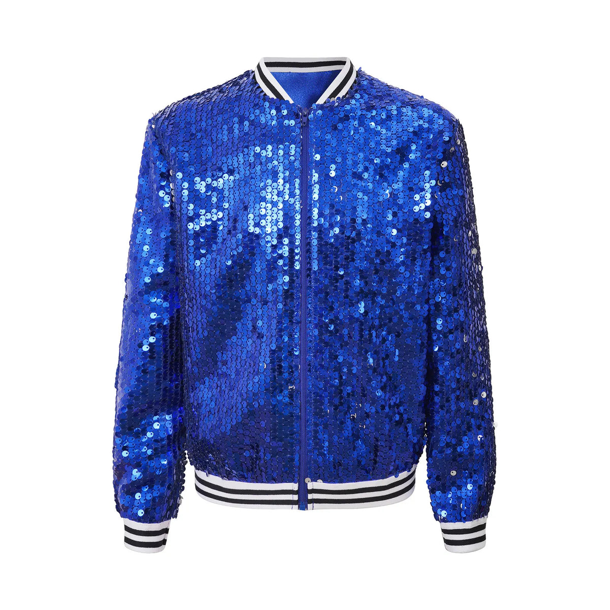 Kids Girls Hip Hop Jazz Dance Coat Long Sleeve Shiny Sequins Baseball Jackets Bomber Outerwear Rave Party Performance Costume