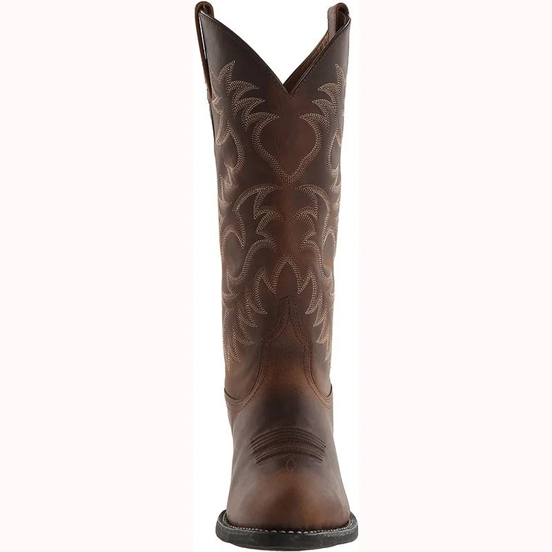 Men Boot 2026 Mid Calf Western Cowboy Motorcycle Boots Male Autumn Outdoor PU Leather Totem Med Heel Fashion Designed Men Boots