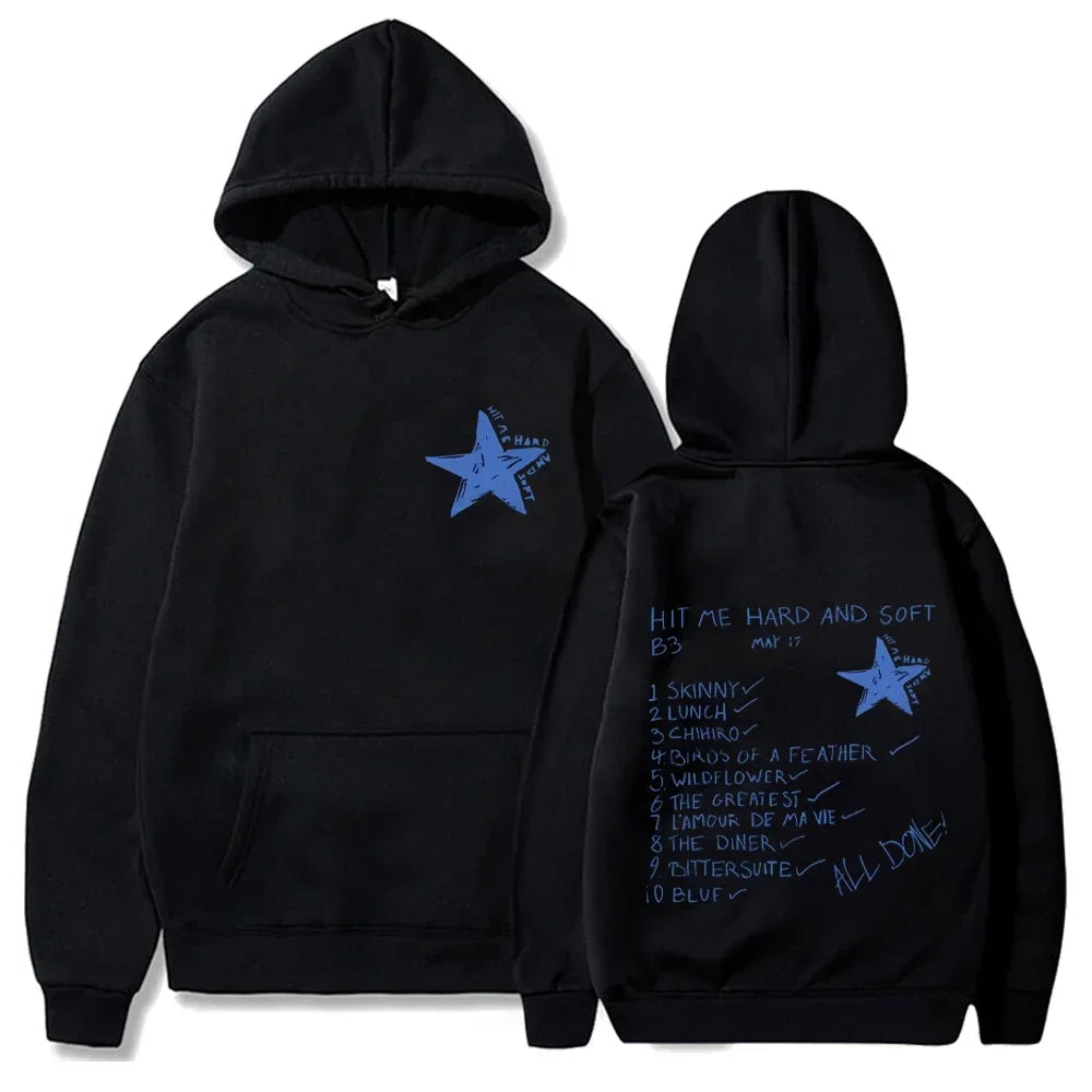 Hit Me Hard and Soft Tour Printed Hoodies Men's Women's Hooded Sweatshirts Sports Casual Long Sleeve Oversize Street Warm Hoodie