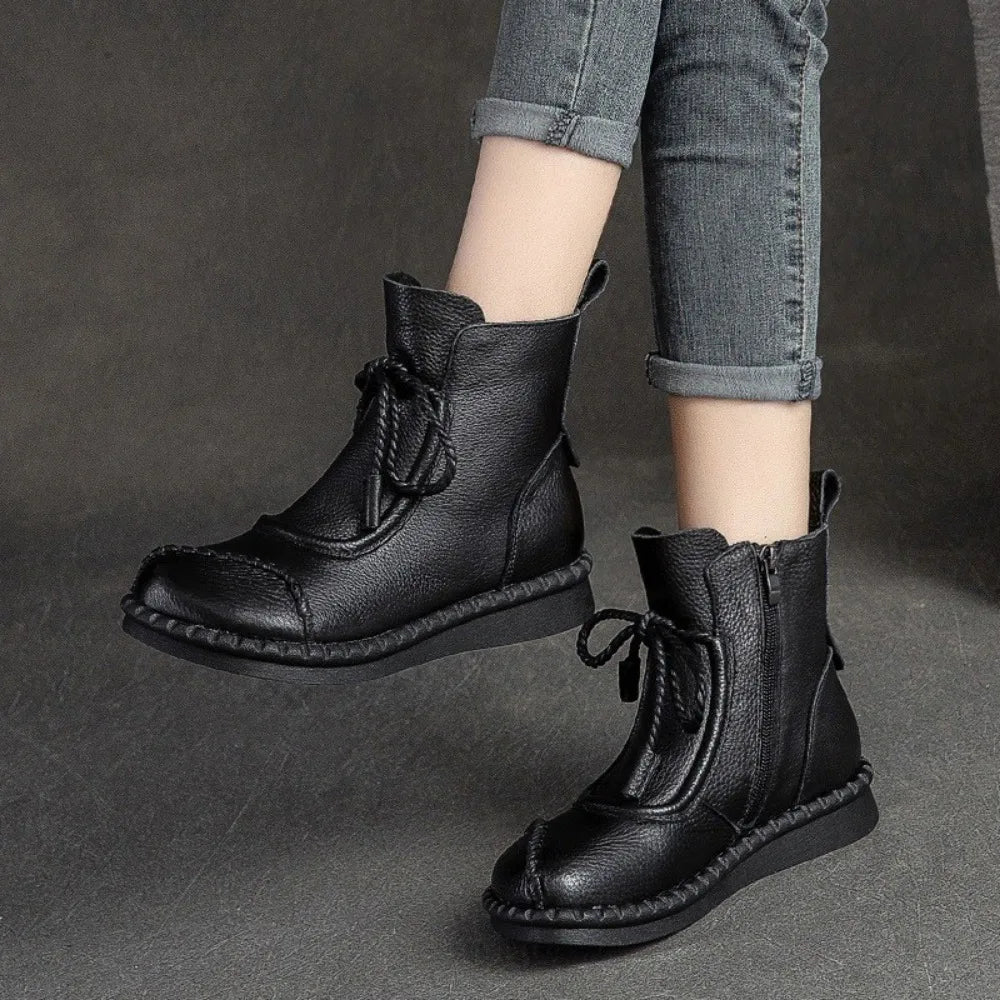 Women's Winter Boots New Retro Shoes Women Ankle Boots for Women Soft Bottom Soft Surface Casual Women's Short Boots Side Zipper