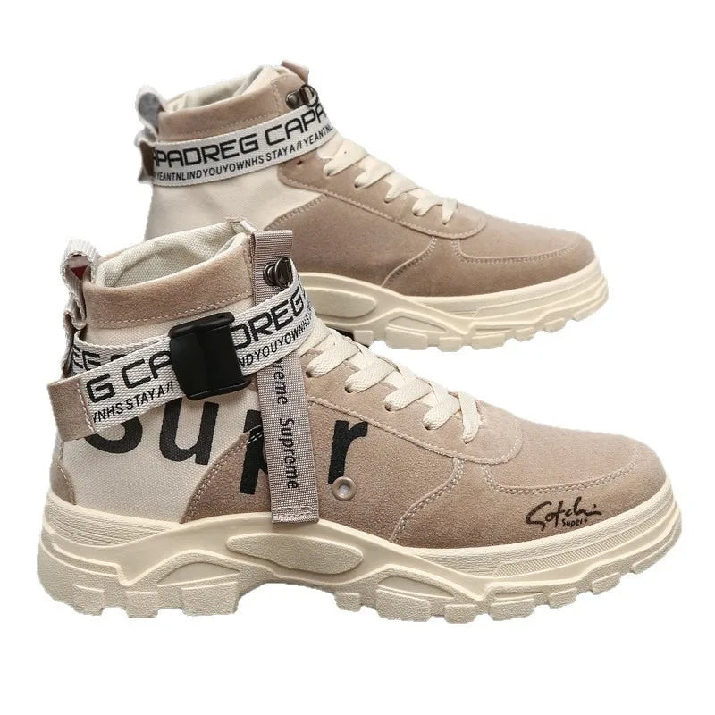 Fashion Men's Boots High-top Tooling Men's Ankle Boots designer Motorcycle Boots comfortable Leather Shoes Male Big Size 39-44