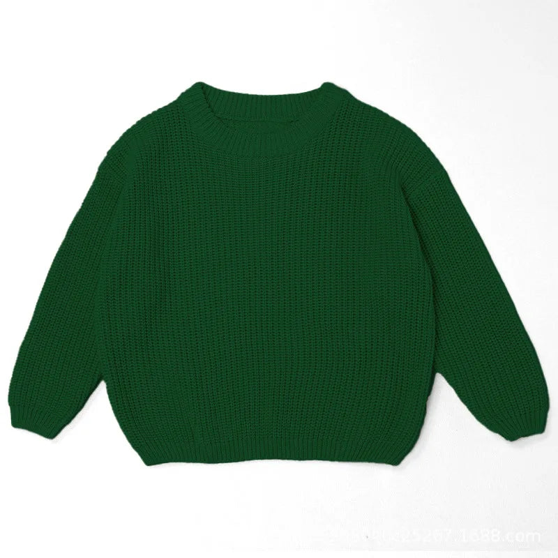 Personalized Baby Cotton Sweater Custom Name Hand Embroidery Knitted Pullover for Boys Girls Autumn Winter Kids Knitwear 0-7T