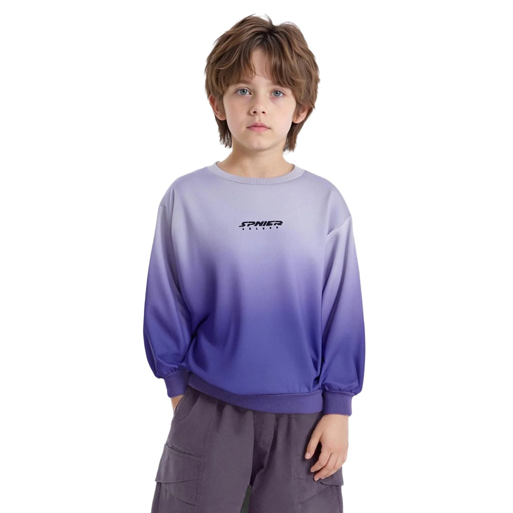 Kids Boys Girls Gradient Sweatshirt Letter Print Round Neck Long Sleeve Pullover Elastic Cuffs Top for Everyday Wear Playwear