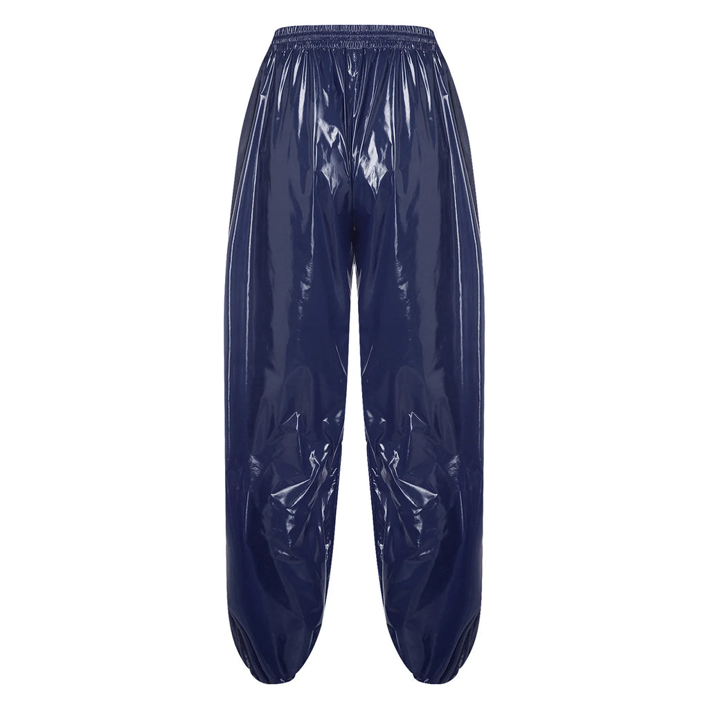 Mens Waterproof Jogging Pants Drawstring Elastic Waistband Side Pockets Track Pants Trousers for Club Party Workout Cycling