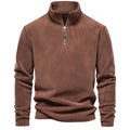 Men Autumn Winter Sweaters Standing Collar Semi-zipper Long Sleeve Sweatshirt  Polar Fleece Jacket Pullover Tops