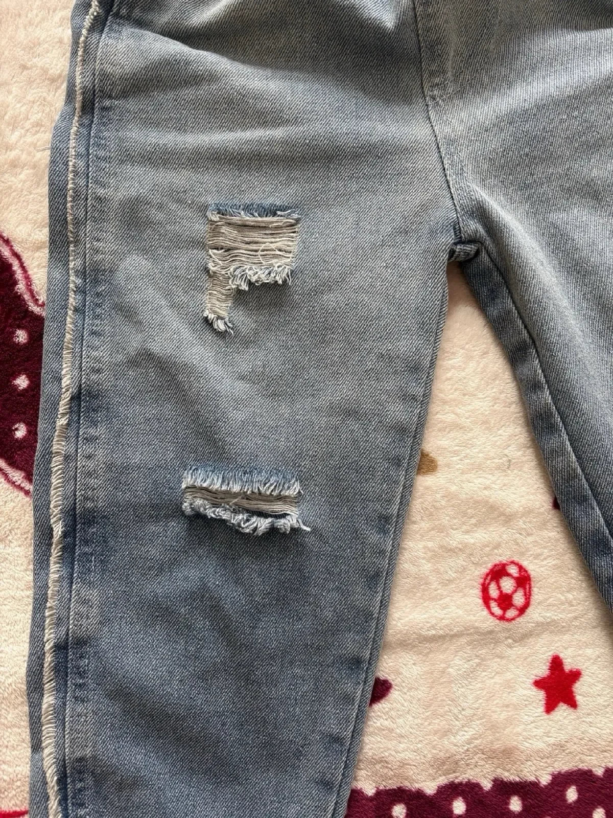 Kids Jeans Fashion Cartoon Ripped Denim Pants Jeans for Girls and Boys Korean Children Clothes Wide Leg Pants 2-10 Y Bottom Part