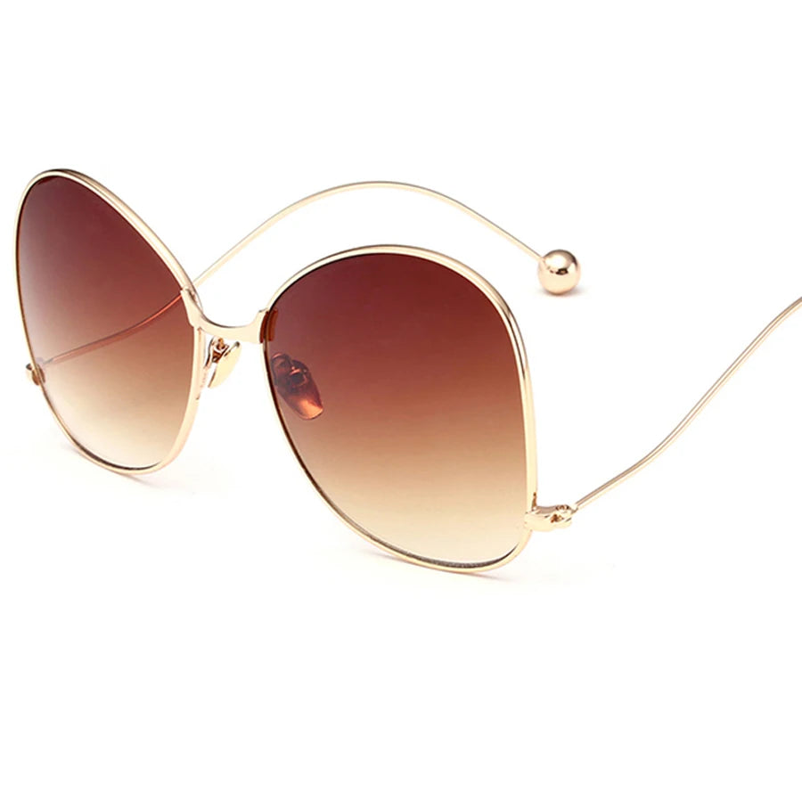 Sunglasses Women Oversize Luxury Brand Design Arm Retro Travel Drive Oval Frame Vintage Sun Glasses Female Clear Lens Glasses