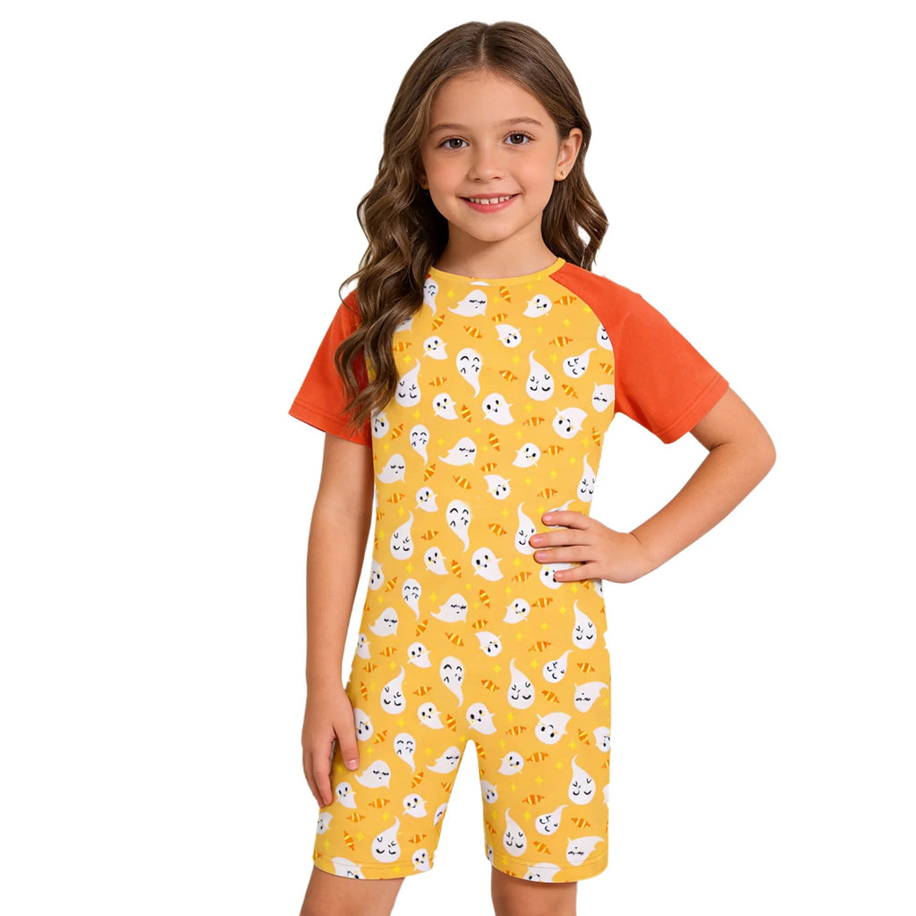Kids Boys Girls Special Needs Adaptive Clothing Jumpsuit Ideal for Wearing All Day Short Sleeve Print Zipper Anti-Strip Rompers