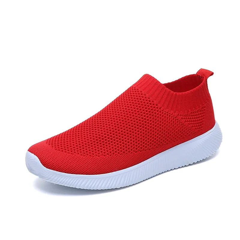 Knitted Sneakers for Women 2024 Autumn Slip on Breathable Mesh Casual Shoes Woman Flat Heels Plus Size Loafers Zapatos Mujer