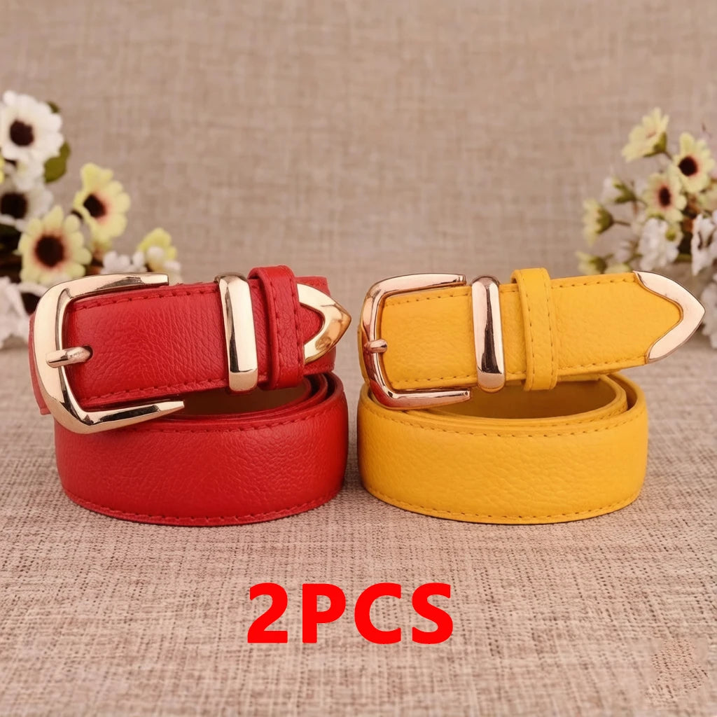 Women's Trousers Belt  Leather Trend White Belt Fashion High Quality Trouser Belts Solid Vintage Pin Buckle Ladies Strap LB2146-