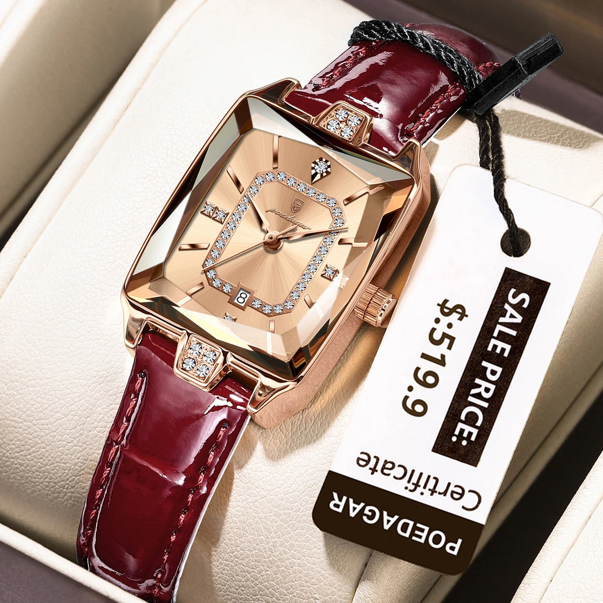 POEDAGAR Luxury High Quality Women Wristwatch Waterproof Date Rectangle Watch For Woman Leather Quartz Women's Watches Reloj+Box