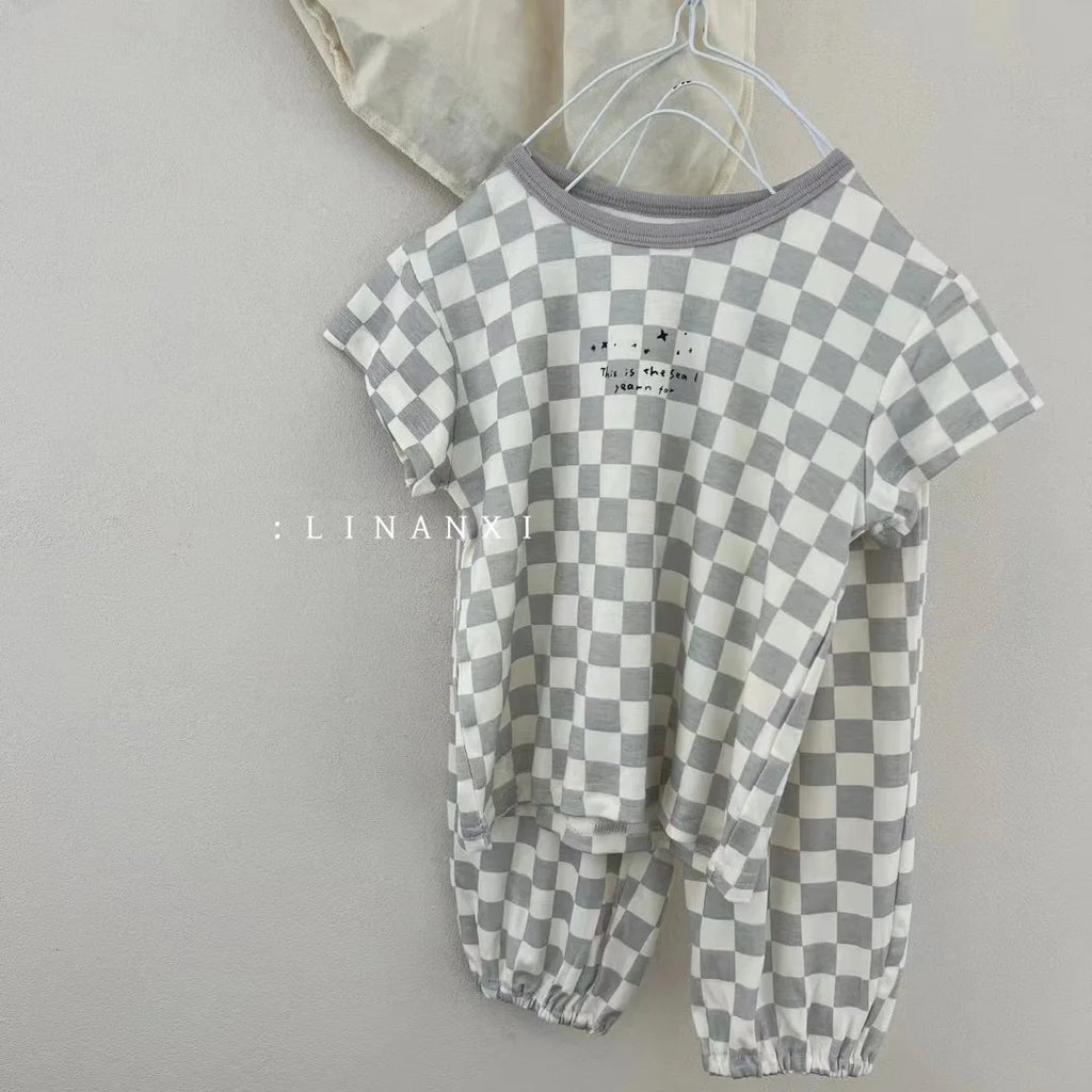 2025 Summer Kids Pajama Sets Home Wear Clothes Children's New Pajamas Knitted Set Cartoon Print Sleepwear Pajama Set
