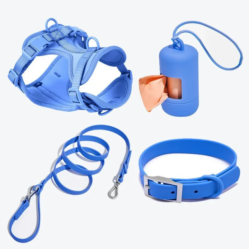 Pet Leash Anti-slip Breathable Collar Drawstring Chest Back Garbage Bag Storage Set Pet Travel Harnesses Supplies Accessories