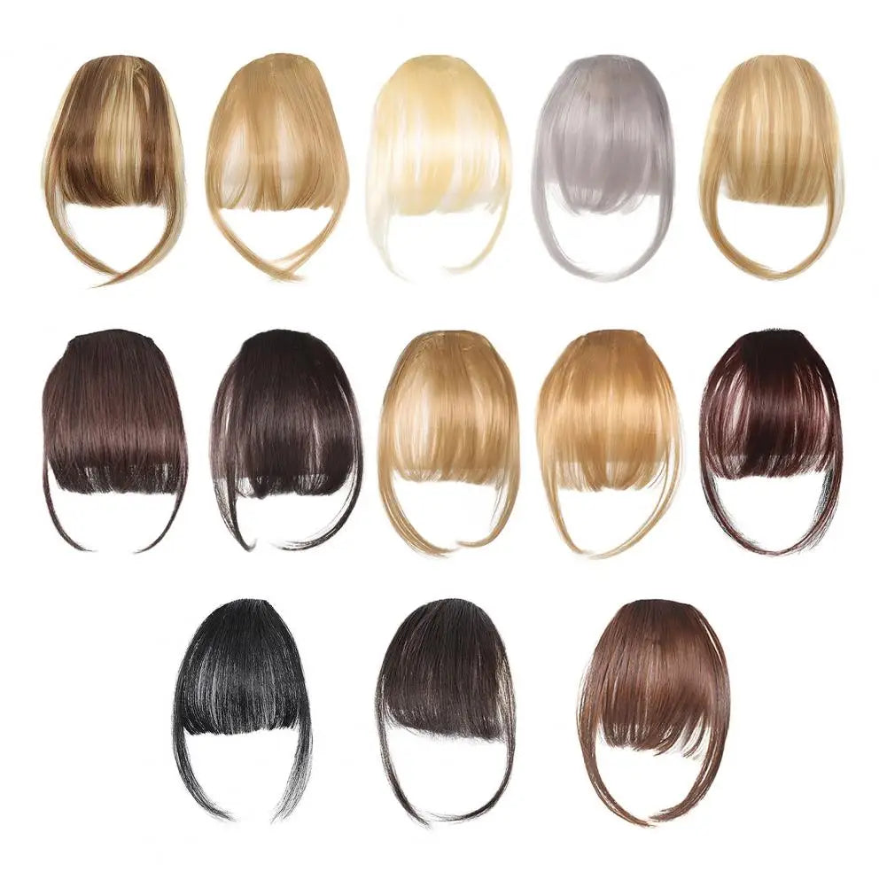 Women Clip-in Bangs Natural Wispy Forehead Hair Extensions Faux French Bangs Girls Straight Air Bangs Fringe Wig Hairpieces