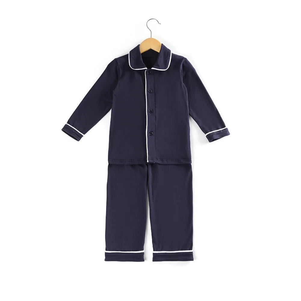 Mudbala Kids Fall Winter Cotton Pajamas Sibling Matching Boys Girls Ruffle Pyjamas Button Up Homewear