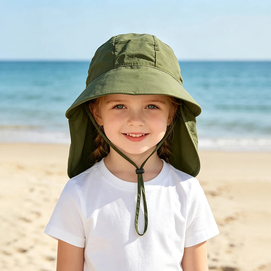 Children's Hat Summer Thin Breathable  Sunshade Hat for Boys, Girls, and Babies Sunscreen Outdoor Big brimmed Neck Protectio