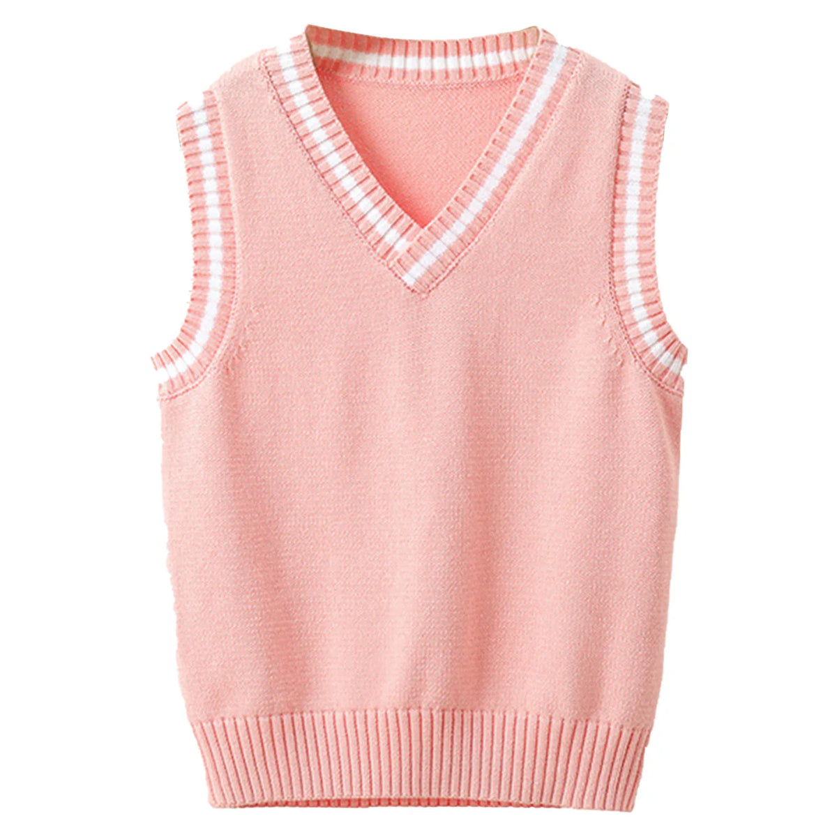 Kids Boys Girls Preppy Style Sweater Vest Fashion V Neck Knitted School Uniform Waistcoat Tops Children Spring Autumn Outerwear