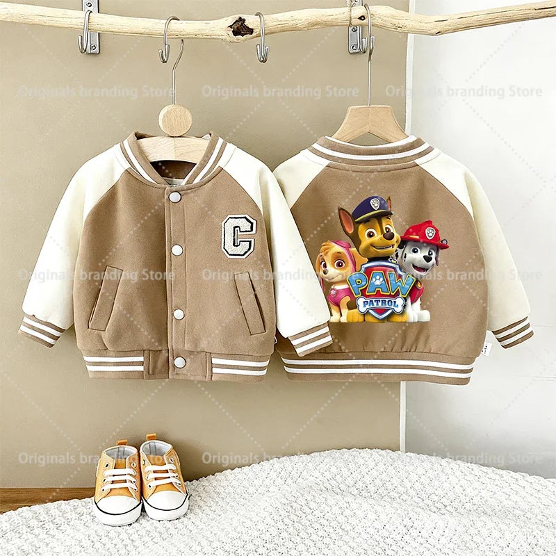 Paw Patrols Children Jackets Boys Girls Baseball Coats Kids Embroidered Letters Cardigan Autumn Fashion Outerwear Clothing Gift