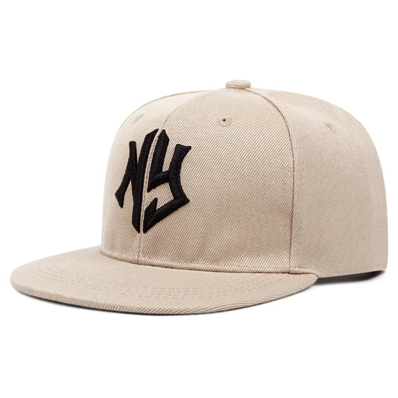 Men's and women's flat brimmed hatsStreet Embroidery Letter NYHip hop flat brimmed hat with adjustable styleFashionable