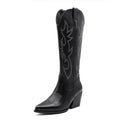 Shoes for Women New Embroidered Western Cowboy Boots Women Autumn Pointed Toe Thick Heel High Knee Boots