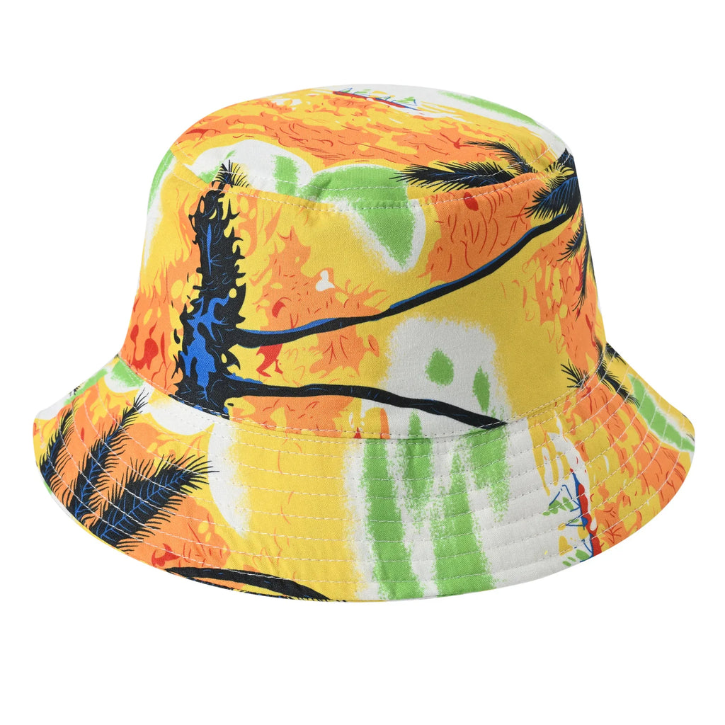 Kids Boys Summer Beach Clothes Set Hawaiian Outfits Print Short Sleeve Shirt with Shorts Bucket Hat Pool Swimwear Beachwear
