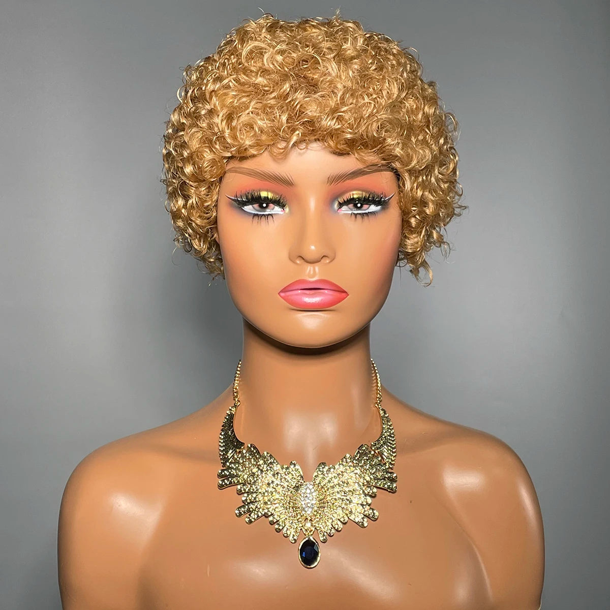 Kinky Curly Human Hair Wigs For Women Colored 27 99J Short Curly Wigs 100% Human Hair Machine Made Cheap Wigs on Sale Clearance