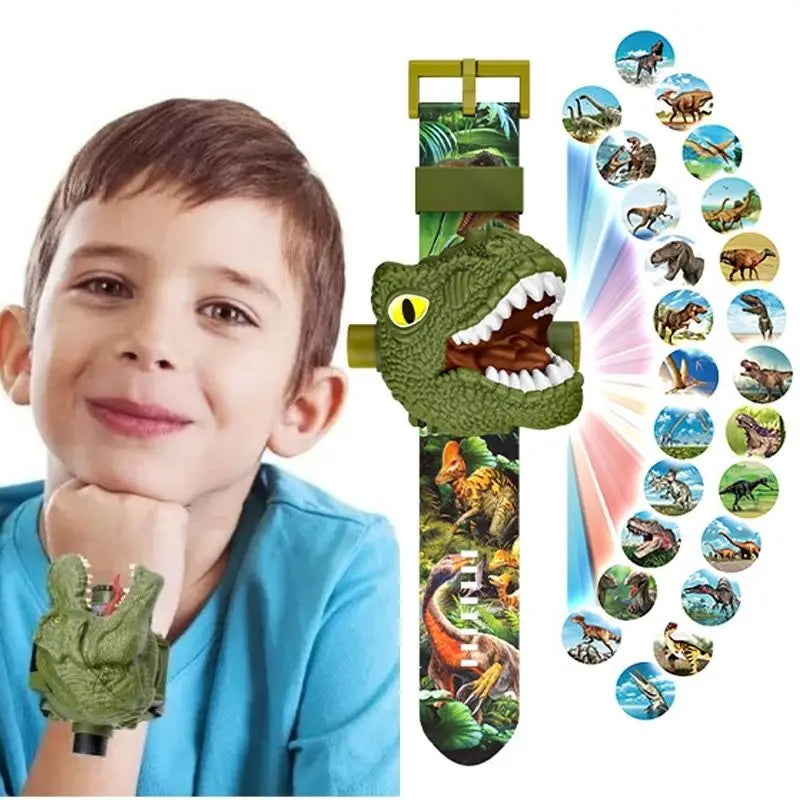 Kids Dinosaur Projection Watch Projector Toy with 24 Patterns Christmas Electronic Watch Educational Toys Gift for Boys Girls
