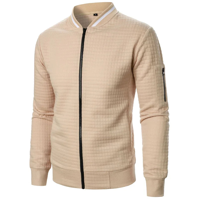 Men's Jackets Coats Casual Solid Autumn Jacket Men Zipper Cardigans Spring Long Sleeve O-neck Plaid Men's Coat Streetwear S-XXXL